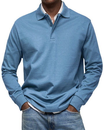 Julian | Men's Fine Knit Long Sleeve Polo Shirt