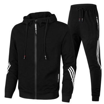 Harrison | Men's Side Stripe Detail Zip Through Hooded Tracksuit