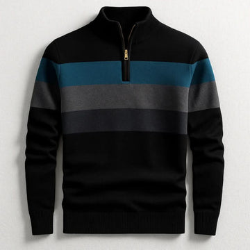 Hary | Men's Block Striped Quarter Zip Knit Jumper