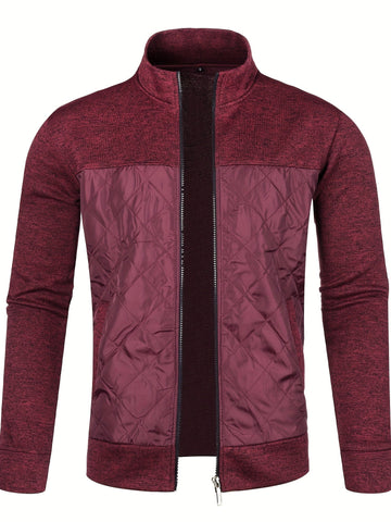 Robert | Men's Diamond Quilted Front Fleece Zip Jacket