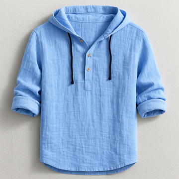 Sebastian | Men's Cotton Linen Hooded Henley Shirt