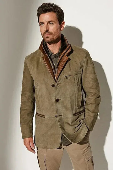 Harrison | Men's Leather Collar Trim Field Jacket