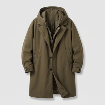 Harrison | Men's Zip & Button Front Hooded Trench Coat