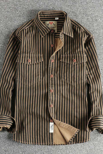 Ethan | Men's Striped Washed Cotton Long Sleeve Shirt