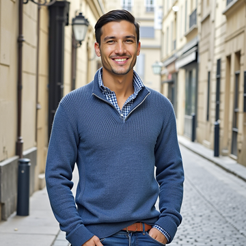 Zuren | Men's  Ribbed Half Zip Knitted Jumper