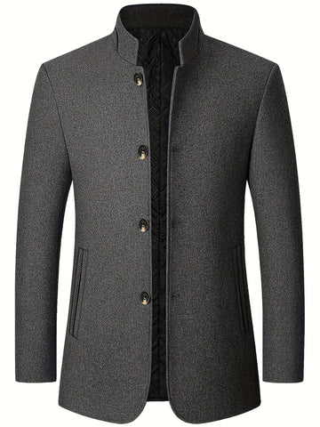 Charlie | Men's Stand Collar Wool Blend Overcoat