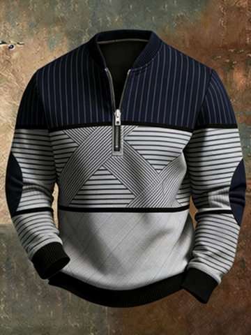 Thomas | Men's Geometric Striped Half Zip Jumper