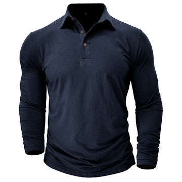 Ethan | Men's Long Sleeve Cotton Stretch Polo Shirt