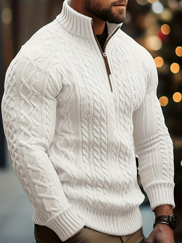 Rupert | Men's  Cable Knit Quarter Zip Jumper