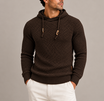 Harrison | Men's Textured Drawstring Ribbed Cuffs Knit Hoodie