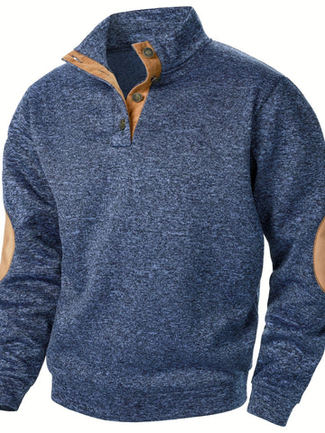 Noah | Men's Elbow Patches Knitted Button Neck Jumper