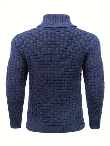 Ethan | Men's Basketweave Knit Shawl Collar Button Jumper