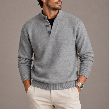Archie | Men's Long Sleeve Button Placket Knit Polo Jumper
