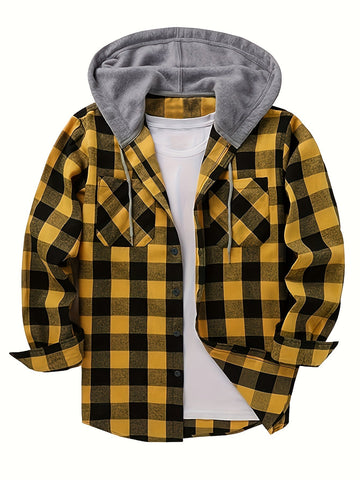 Omni | Men's  Checked Flannel Hooded Shirt