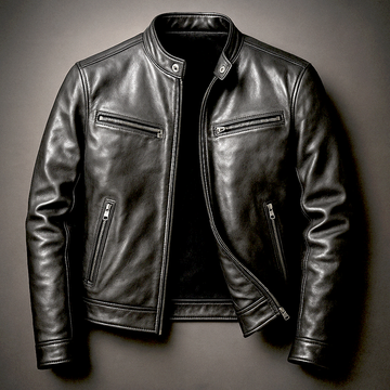 Marcus | Men's Zip Pockets Leather Biker Jacket