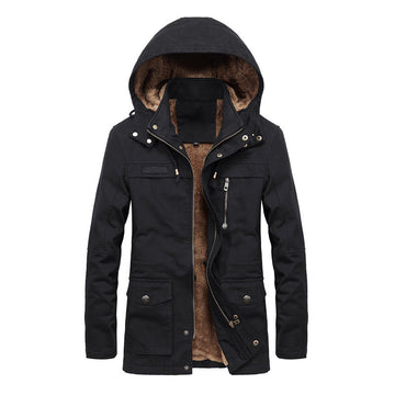 Lerdo | Men's Fleece Lined Cotton Hooded Parka Jacket