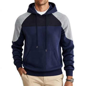Micheal | Men's Block Raglan Sleeve Drawstring Knit Hoodie