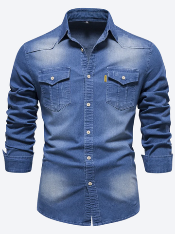 Harry | Men's Washed Western Dual Pocket Denim Shirt