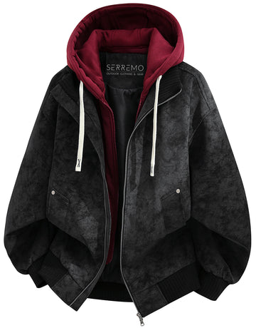 Benedict | Men's Layered Fleece Drawstring Suede Hooded Jacket