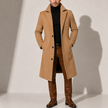 Laurence | Men's Wool Blend Single Breasted Long Winter Coat