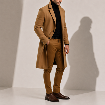 Laurence | Men's Wool Blend Single Breasted Long Winter Coat