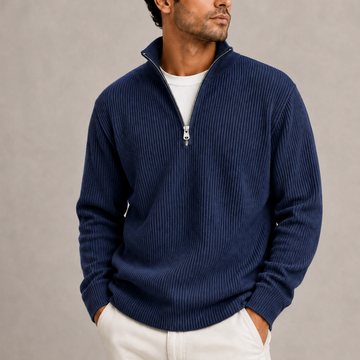 Callum | Men's Casual Knitwear Ribbed Quarter Zip Jumper