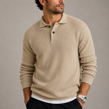 Spencer | Men's Slim Fit Lapel Collar Fine Knit Jumper