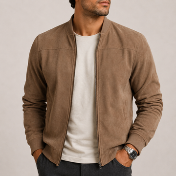 Julian | Men's Suede Lightweight Zip Up Bomber Jacket