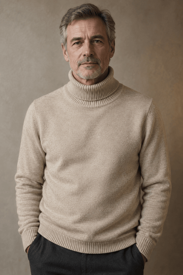 Josh | Men's Cotton Ribbed Roll Neck Knit Jumper