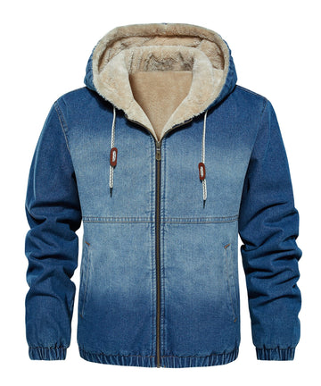 Rupert | Men's Sherpa Fleece Lined Zip Up Hooded Denim Jacket