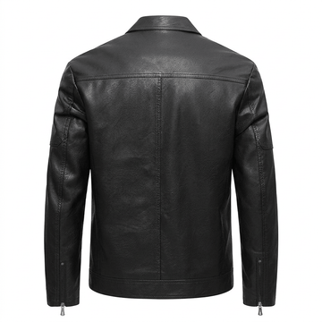 Benedict | Men's Fold Down Collar Zip Front Faux Leather Jacket