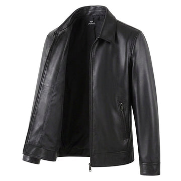 Alistair | Men's Folded Collar Zip Up Faux Leather Jacket