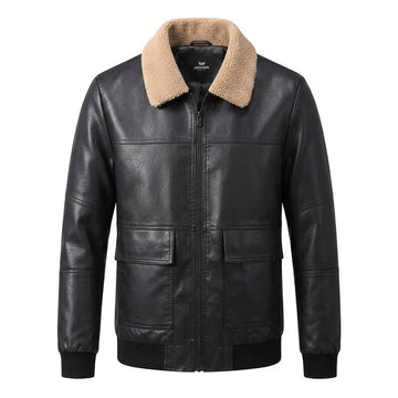 Tristan | Men's Faux Shearling Collar Leather Jacket