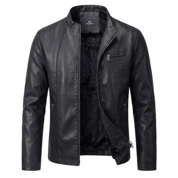Dominic | Men's Faux Leather Stand Collar Biker Jacket