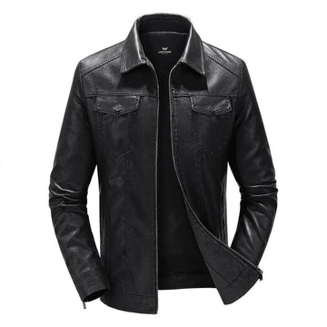 Archie | Men's Fold Down Collar Leather Shirt Jacket