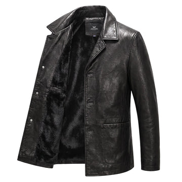 Arthur | Men's Button Up Fleece Lined Leather Blazer Jacket
