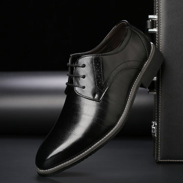 Lucien | Men's Lace Up  Leather Brogue Detail Derby Shoes