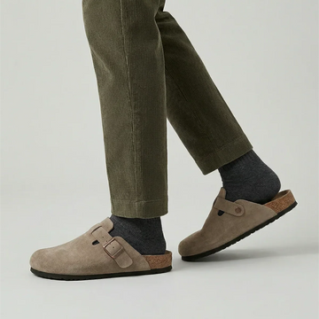 Arthur | Men's Suede Adjustable Buckle Comfort Slip On Mules