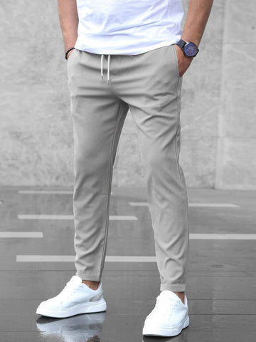 Leren | Men's Elastic Waist Drawstring Chino Trousers