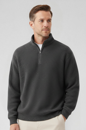 Mervy | Men's Ribbed Half Zip Knitted Jumper