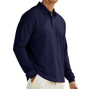 Alistair | Men's Long Sleeve Knitted Polo Shirt