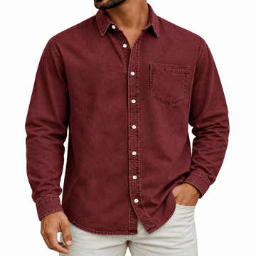 Arthur | Men's Washed Cotton Long Sleeve Henley Shirt