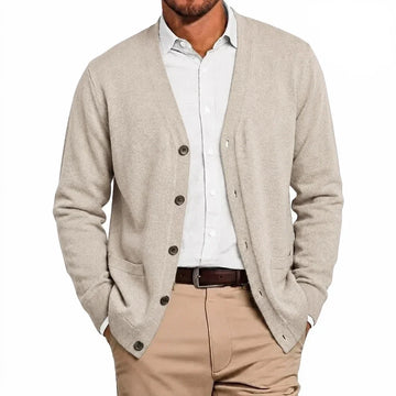 Charles | Men's Button Through V Neck Knit Cardigan