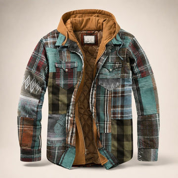 Mason | Men's Patchwork Checked Hooded Quilted Jacket