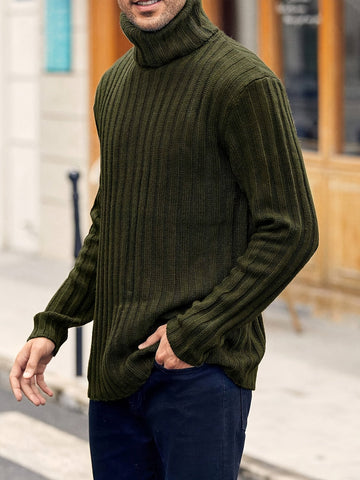 Ethan | Men's Chunky Ribbed Knit Roll Neck Jumper