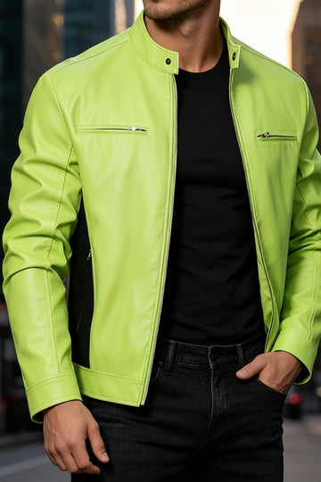 Liam | Men's  Faux Leather Zip Pockets Biker Jacket