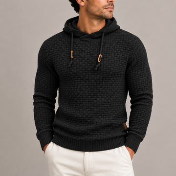 Harrison | Men's Textured Drawstring Ribbed Cuffs Knit Hoodie