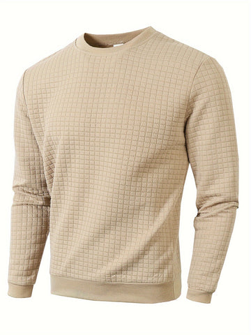 Steven | Men's Textured Grid Crew Neck Knitted Jumper