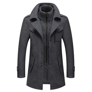 Henrik | Men's 2 in 1 Zip Funnel Collar Wool Overcoat