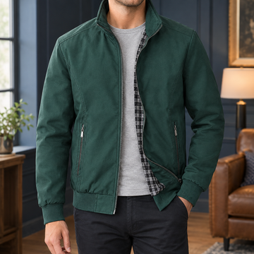 Monty | Men's Check Lined Stand Collar Zip Jacket